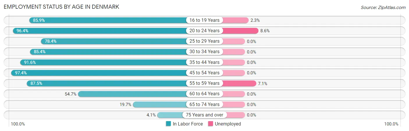 Employment Status by Age in Denmark