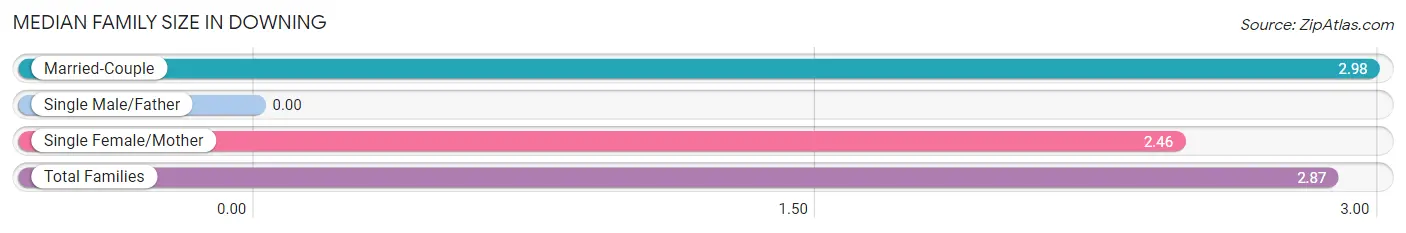 Median Family Size in Downing