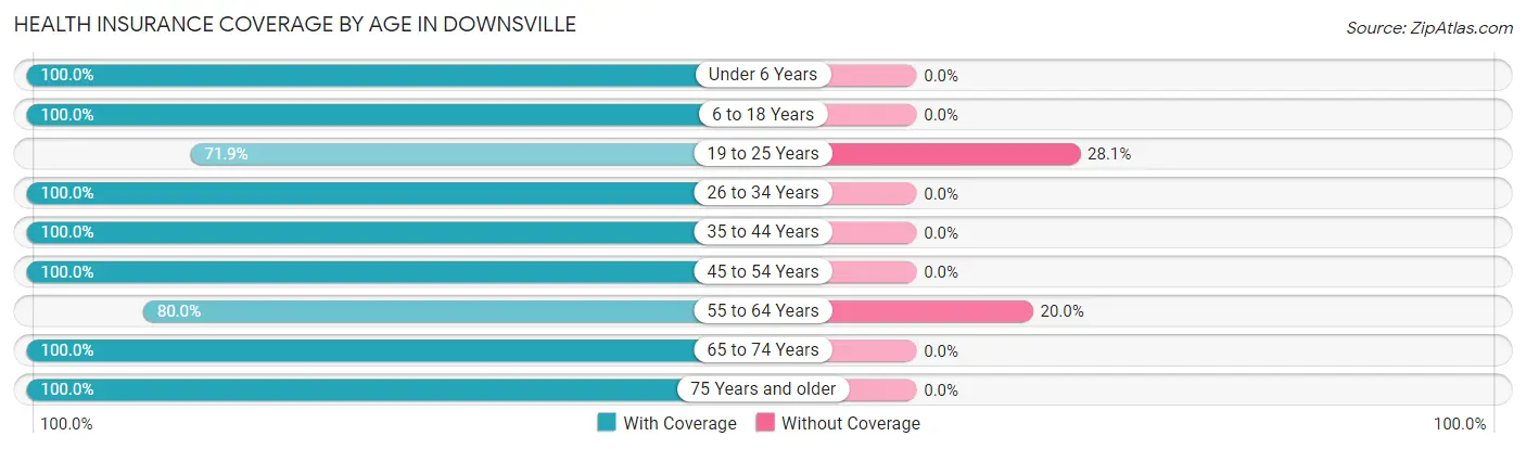Health Insurance Coverage by Age in Downsville
