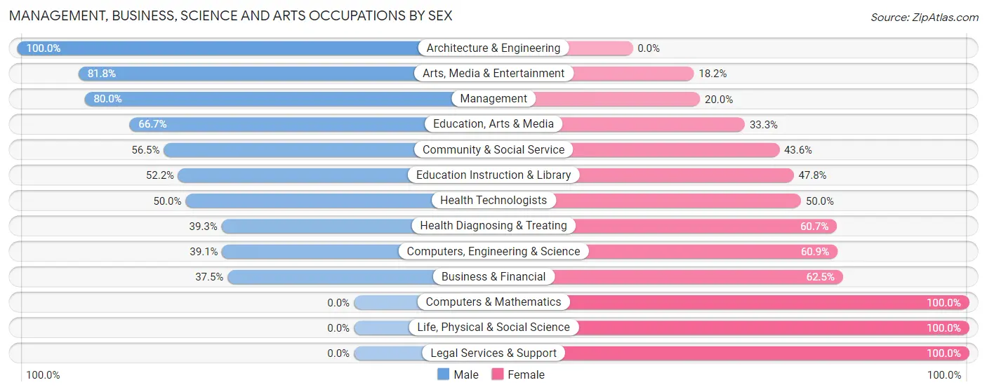Management, Business, Science and Arts Occupations by Sex in Elk Mound