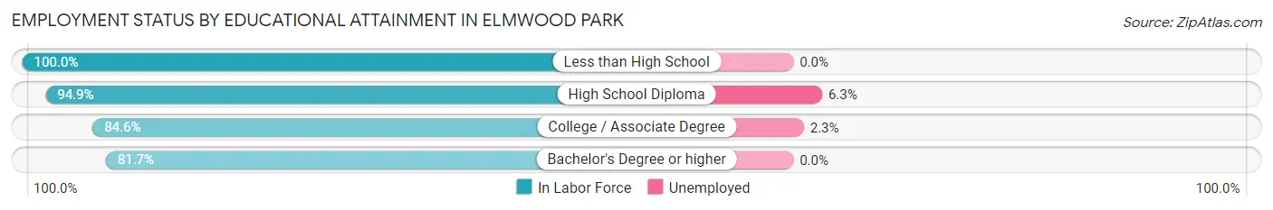Employment Status by Educational Attainment in Elmwood Park