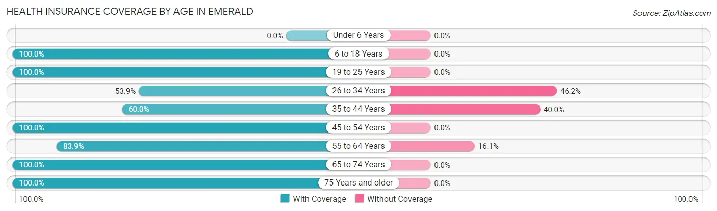 Health Insurance Coverage by Age in Emerald