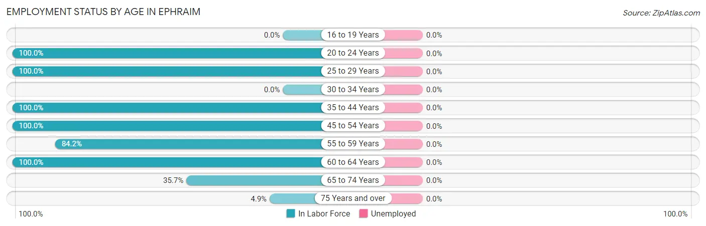 Employment Status by Age in Ephraim