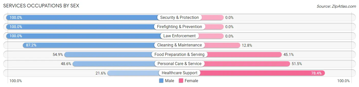 Services Occupations by Sex in Glendale