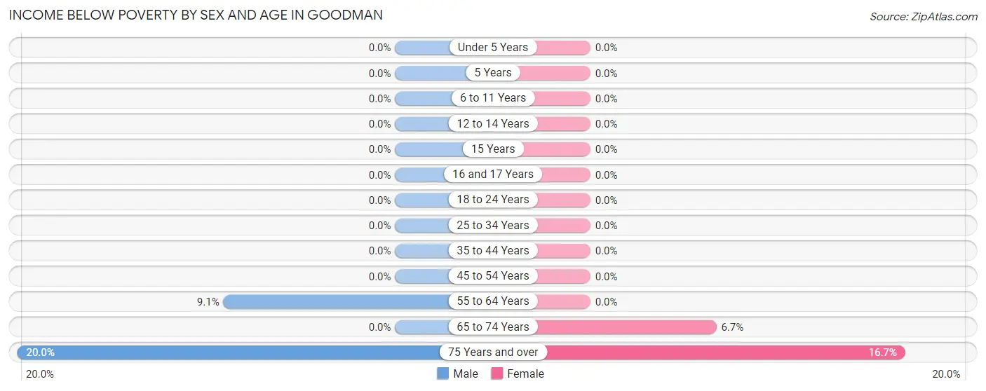 Income Below Poverty by Sex and Age in Goodman