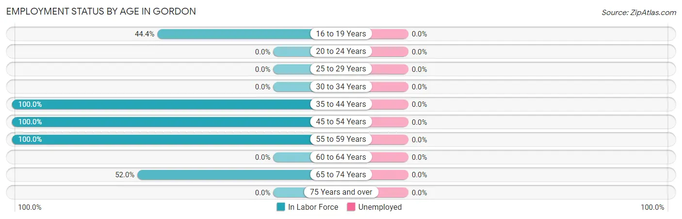 Employment Status by Age in Gordon