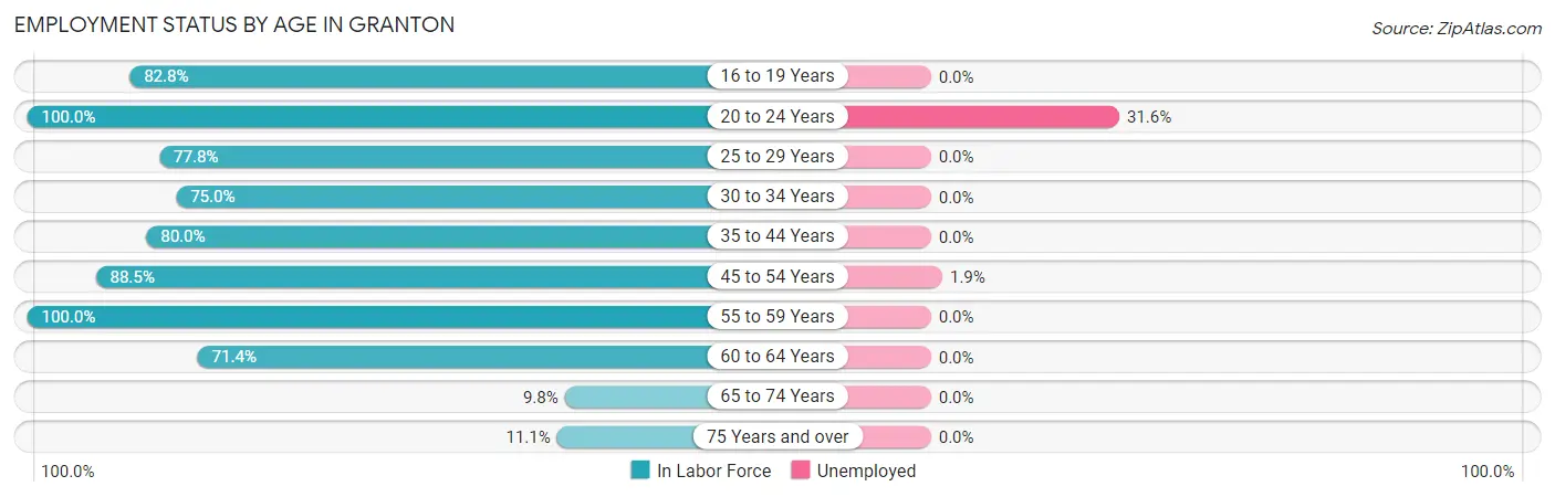 Employment Status by Age in Granton