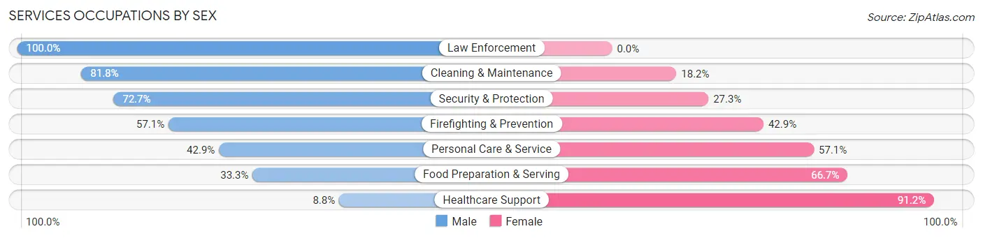 Services Occupations by Sex in Hewitt