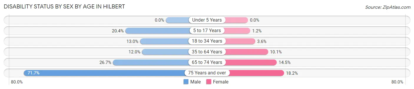 Disability Status by Sex by Age in Hilbert