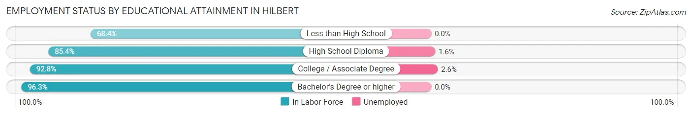 Employment Status by Educational Attainment in Hilbert