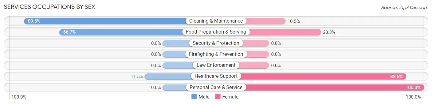 Services Occupations by Sex in Hilbert