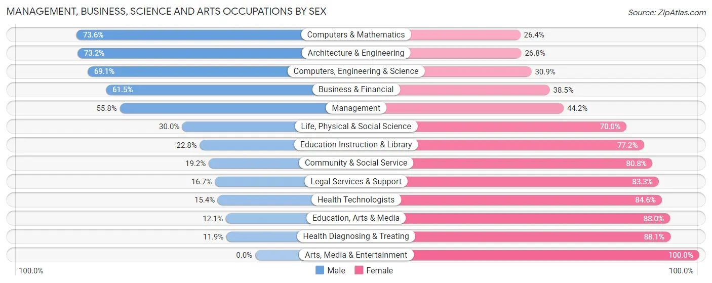Management, Business, Science and Arts Occupations by Sex in Holmen