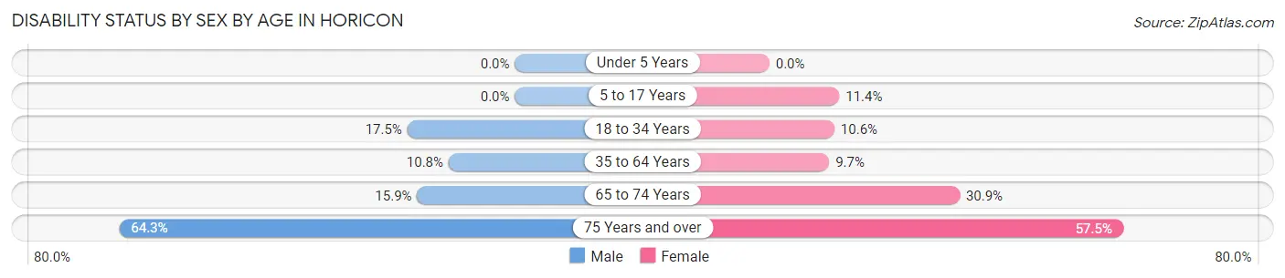 Disability Status by Sex by Age in Horicon