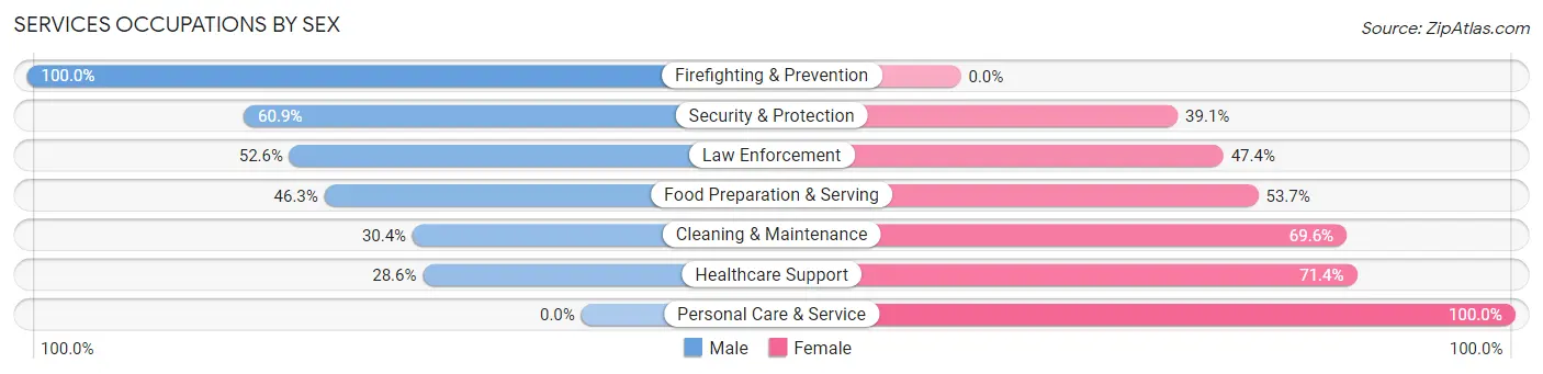 Services Occupations by Sex in Hurley