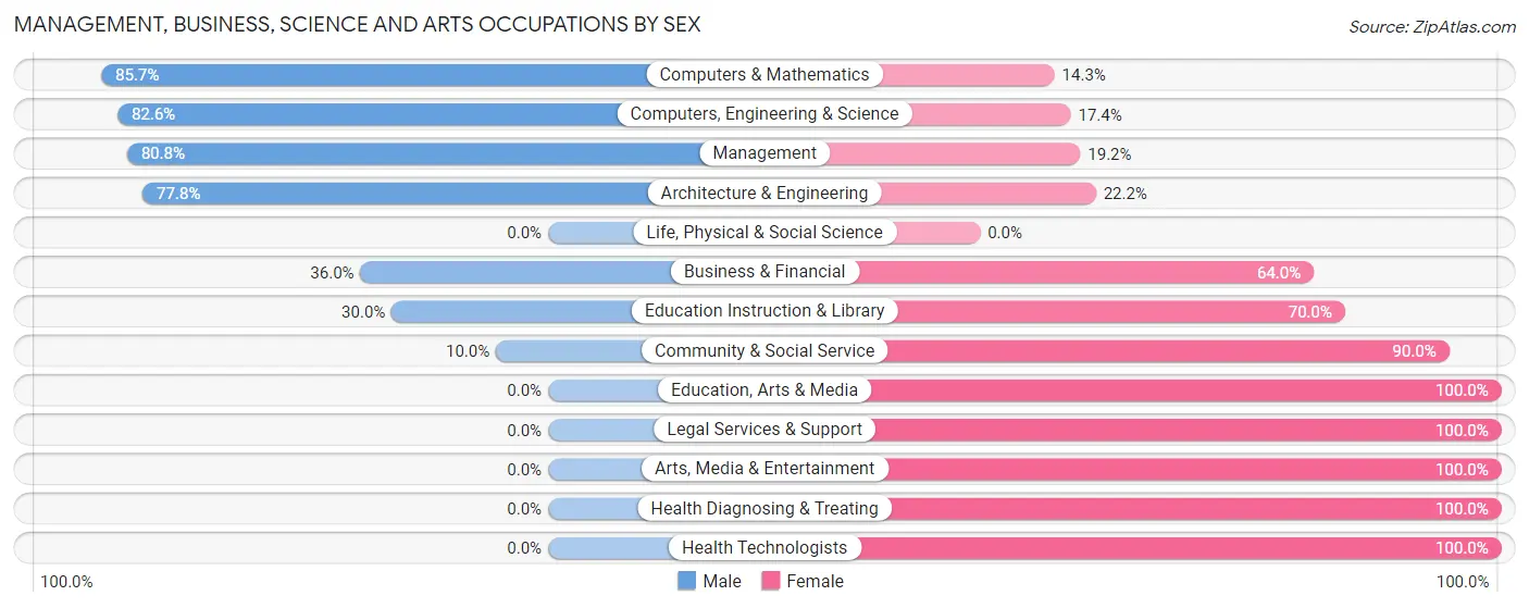 Management, Business, Science and Arts Occupations by Sex in Iron Ridge