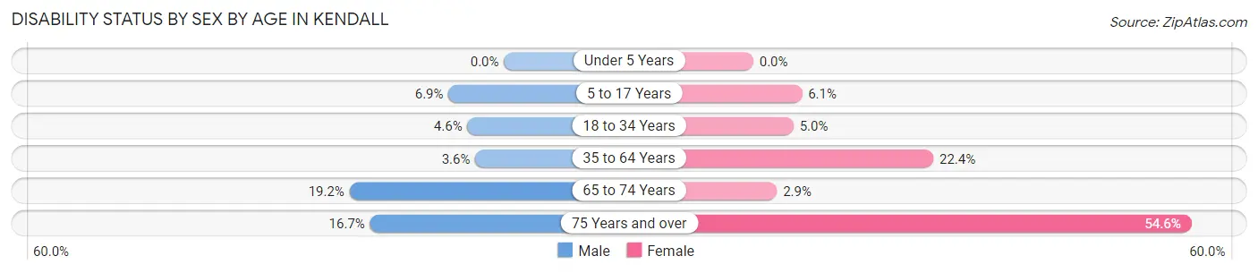 Disability Status by Sex by Age in Kendall