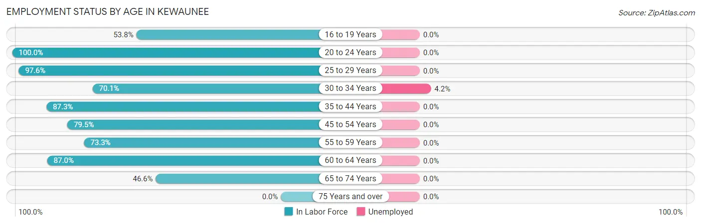 Employment Status by Age in Kewaunee