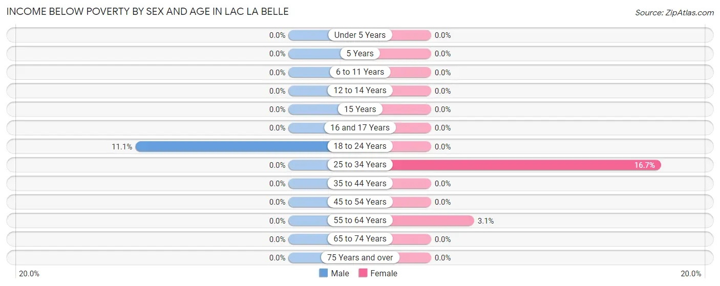 Income Below Poverty by Sex and Age in Lac La Belle