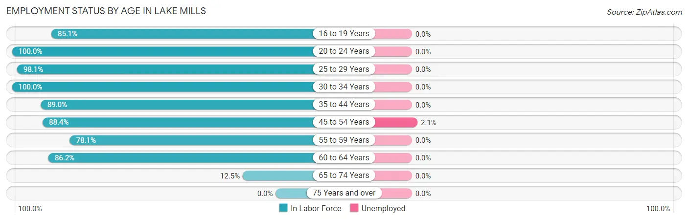 Employment Status by Age in Lake Mills