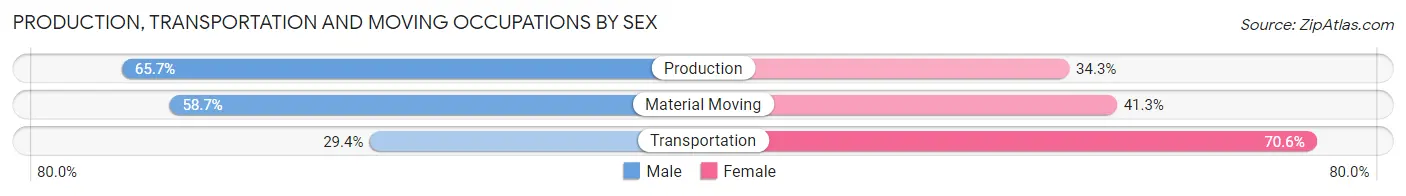 Production, Transportation and Moving Occupations by Sex in Lake Ripley
