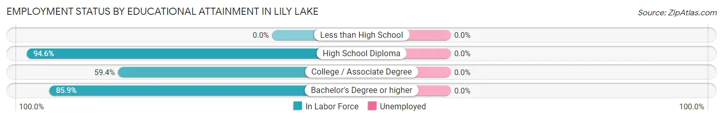 Employment Status by Educational Attainment in Lily Lake