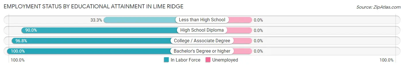 Employment Status by Educational Attainment in Lime Ridge