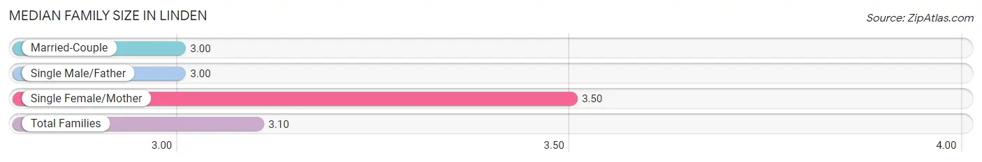 Median Family Size in Linden