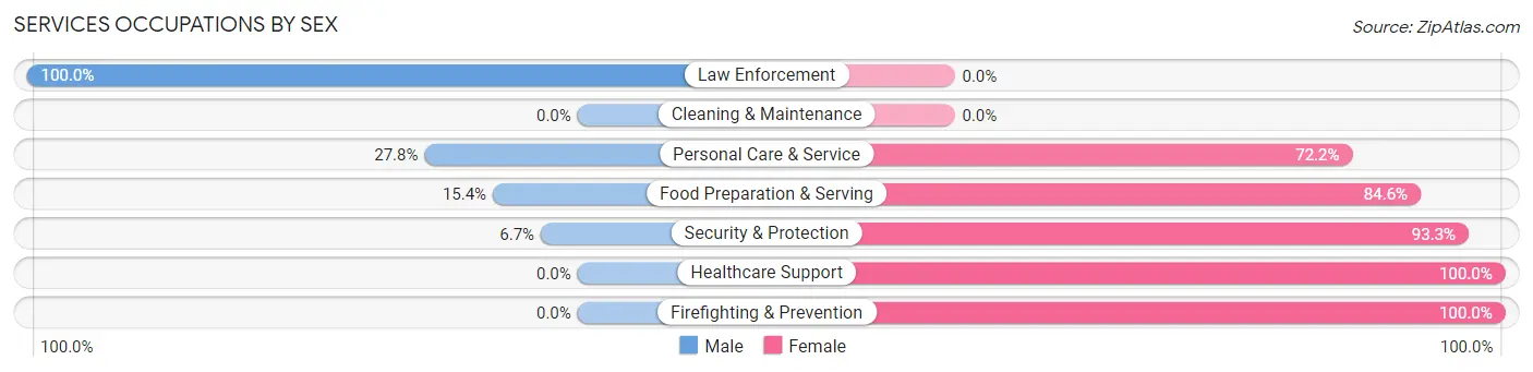 Services Occupations by Sex in Little Round Lake