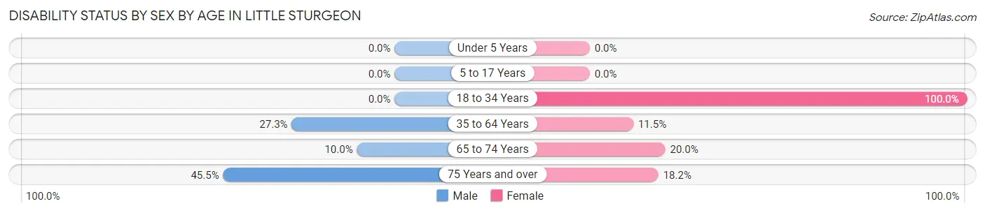 Disability Status by Sex by Age in Little Sturgeon