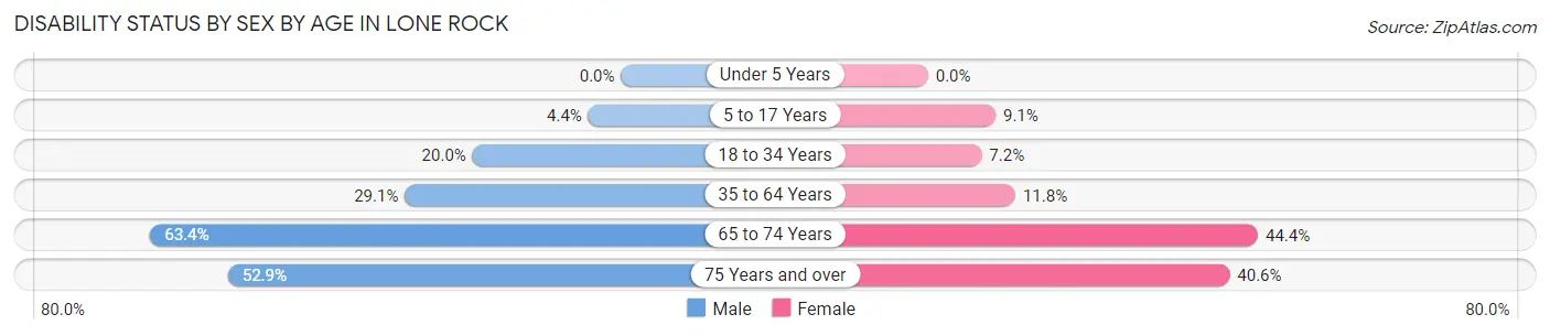 Disability Status by Sex by Age in Lone Rock