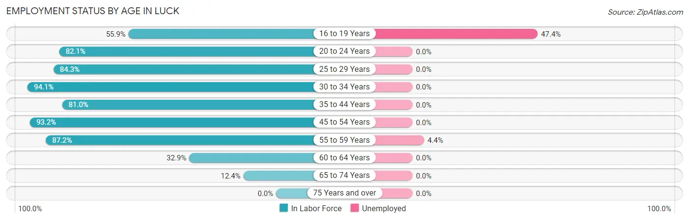 Employment Status by Age in Luck