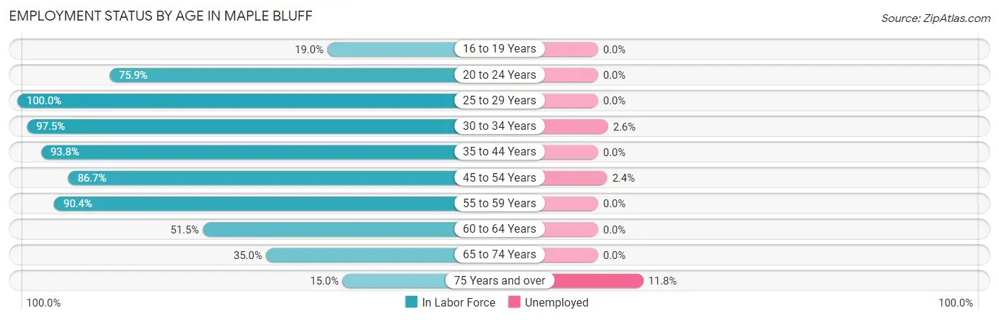 Employment Status by Age in Maple Bluff
