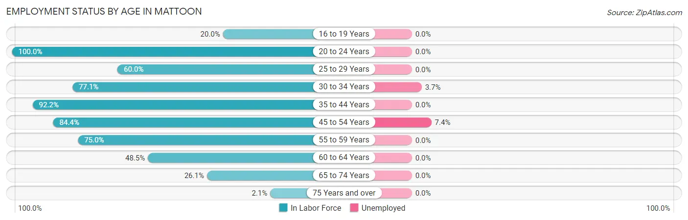 Employment Status by Age in Mattoon