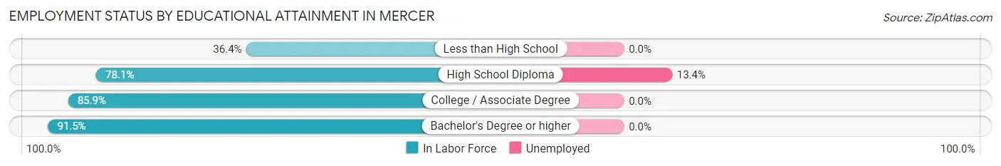 Employment Status by Educational Attainment in Mercer