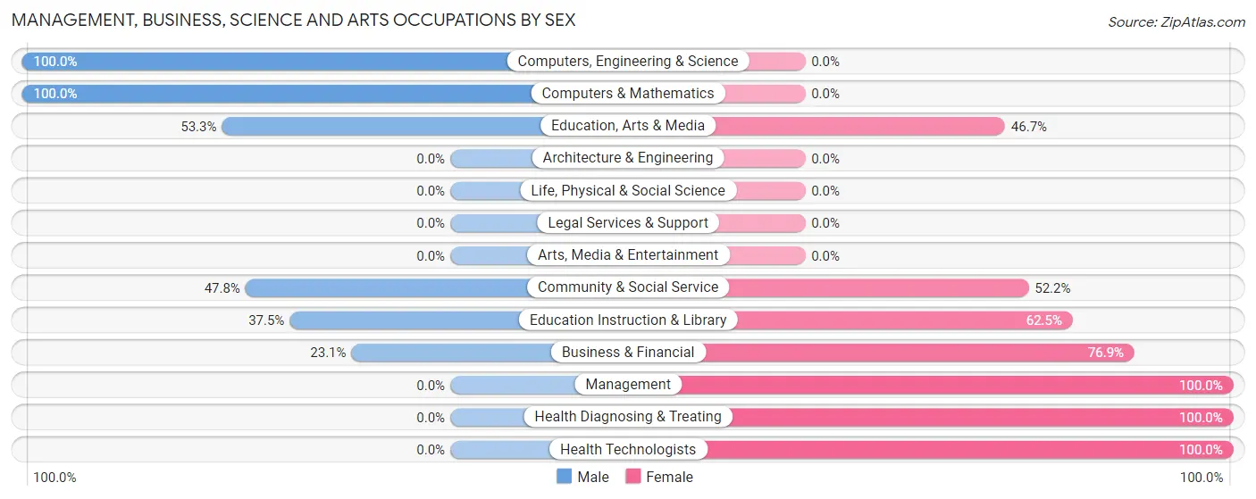 Management, Business, Science and Arts Occupations by Sex in Minong