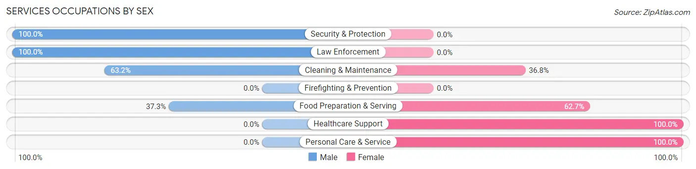 Services Occupations by Sex in North Fond du Lac