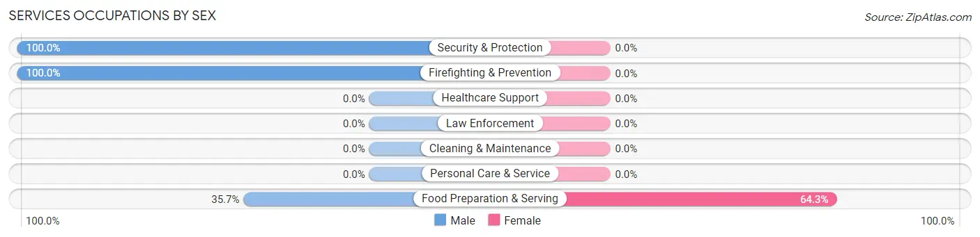 Services Occupations by Sex in North Lake