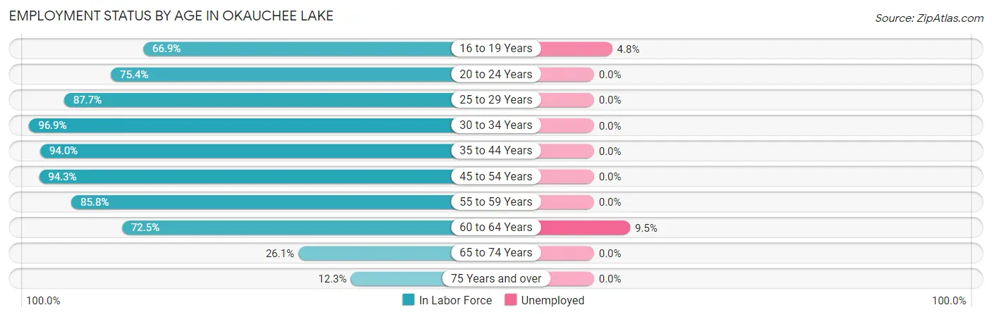 Employment Status by Age in Okauchee Lake