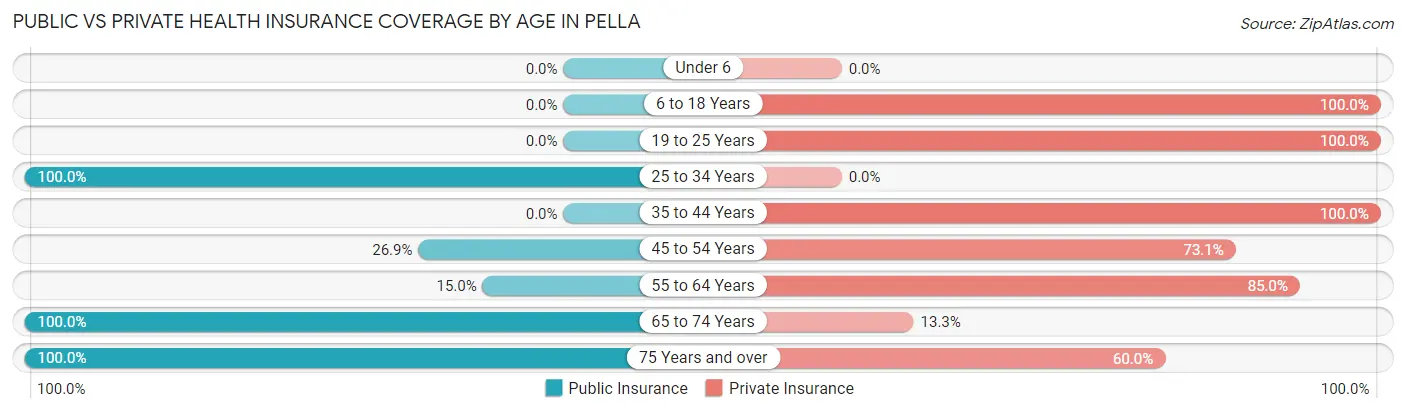 Public vs Private Health Insurance Coverage by Age in Pella