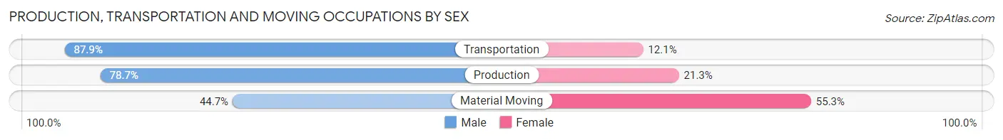 Production, Transportation and Moving Occupations by Sex in Pewaukee