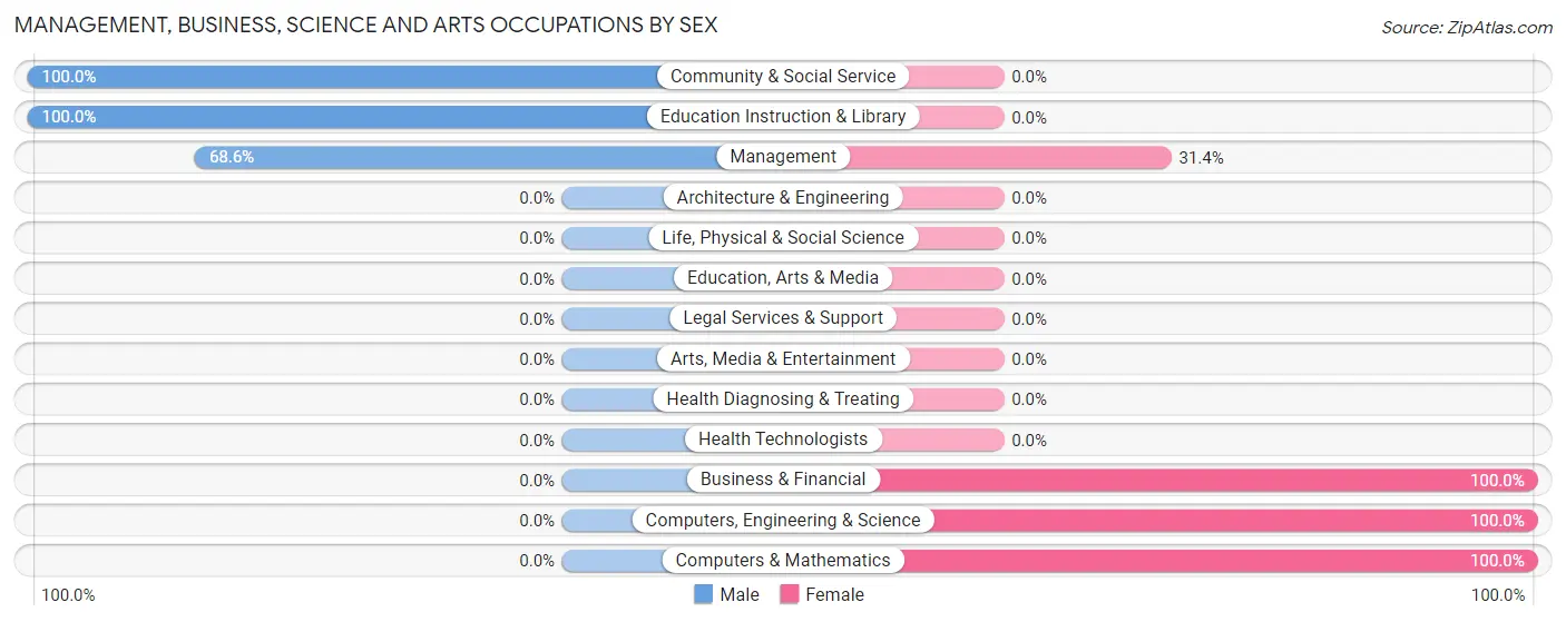 Management, Business, Science and Arts Occupations by Sex in Polonia