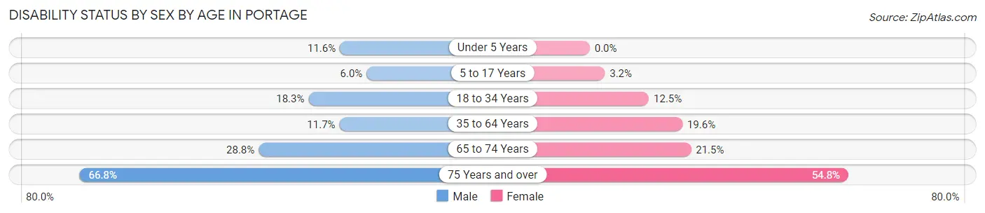 Disability Status by Sex by Age in Portage