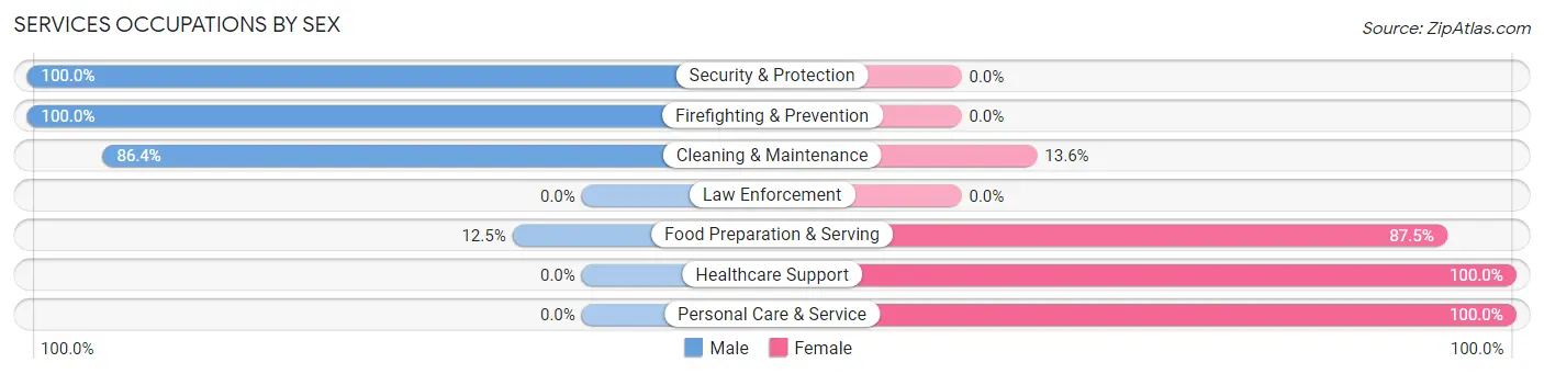 Services Occupations by Sex in Prairie Farm