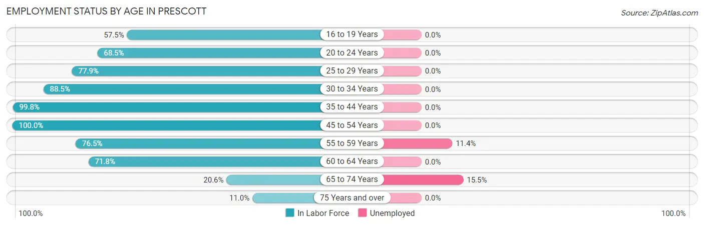 Employment Status by Age in Prescott