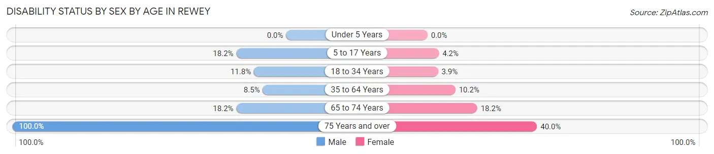 Disability Status by Sex by Age in Rewey