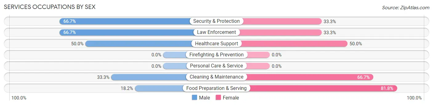 Services Occupations by Sex in Rib Lake