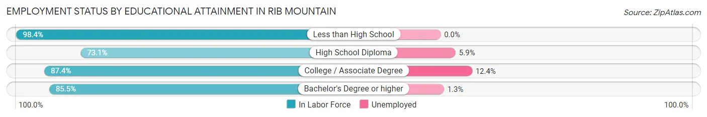 Employment Status by Educational Attainment in Rib Mountain