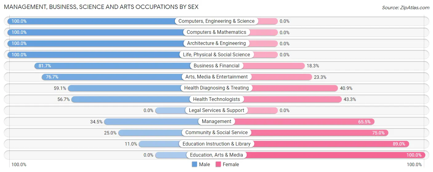 Management, Business, Science and Arts Occupations by Sex in Rib Mountain