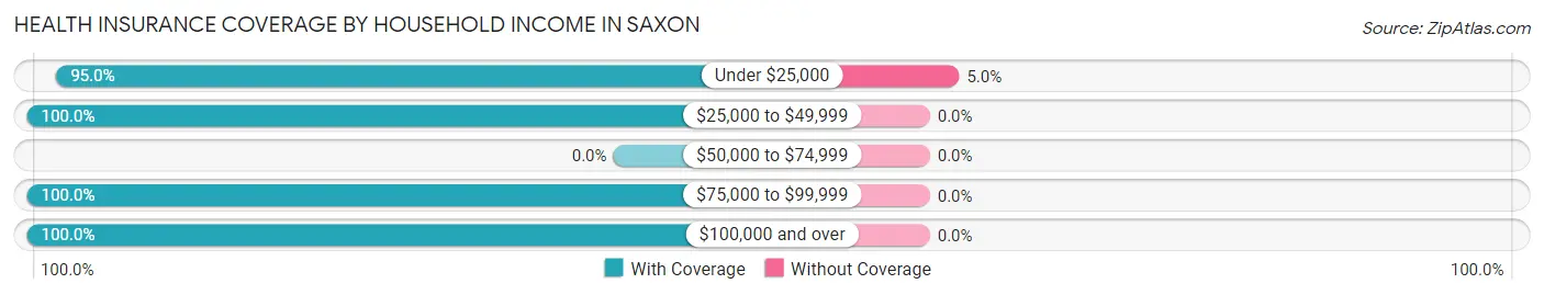 Health Insurance Coverage by Household Income in Saxon