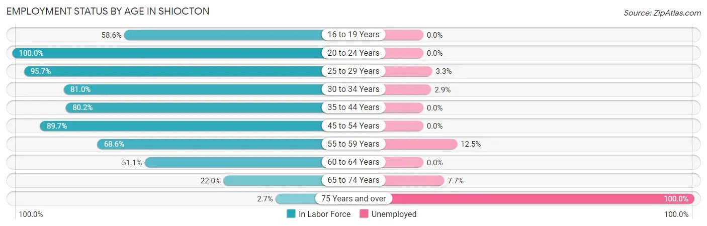Employment Status by Age in Shiocton